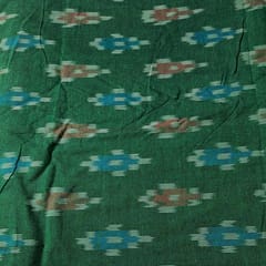 Green Colour Cotton Ikat Fabric