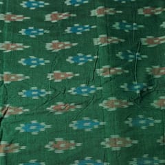 Green Colour Cotton Ikat Fabric