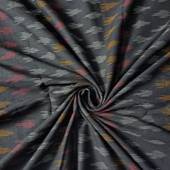 Black Colour Cotton Ikat Fabric