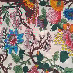 Multi Colour Pure Chanderi Printed Fabric