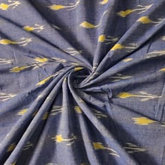 Sky Blue Colour Cotton Ikat Fabric