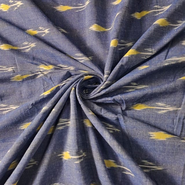 Sky Blue Colour Cotton Ikat Fabric