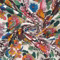 Multi Colour Pure Chanderi Printed Fabric