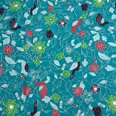 Sky Blue Colour Pure Crepe Printed Fabric