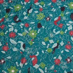 Sky Blue Colour Pure Crepe Printed Fabric