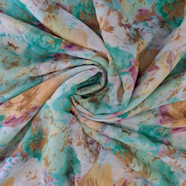 Multi Colour Shimmer Georgette Printed Fabric