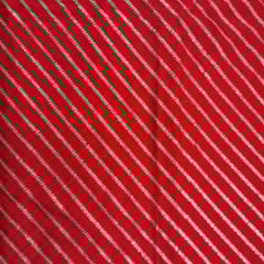 Red Colour Chinon Embroidered Fabric