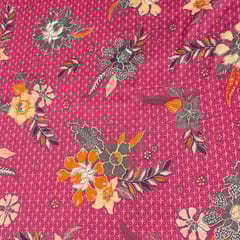 Pink Colour Pure Chanderi Printed Fabric