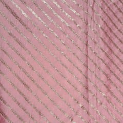 Peach Colour Chinon Embroidered Fabric