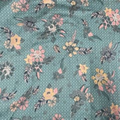 Sea Green Colour Pure Chanderi Printed Fabric