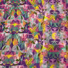 Multi Colour Pure Chanderi Printed Fabric