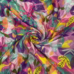 Multi Colour Pure Chanderi Printed Fabric