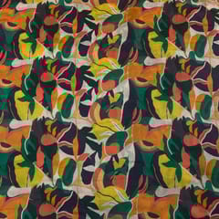 Multi Colour Pure Chanderi Printed Fabric