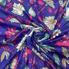 Multi Colour Pure Chanderi Printed Fabric