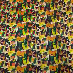 Multi Colour Pure Chanderi Printed Fabric