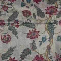 Pink Colour Pure Chanderi Silk Printed Fabric