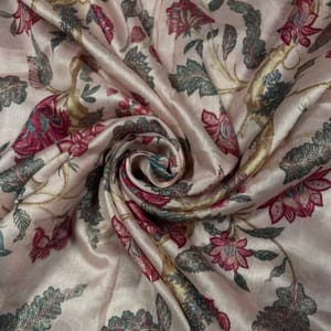 Pink Colour Pure Chanderi Silk Printed Fabric