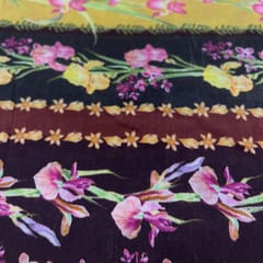 Multi Colour Pure Chanderi Silk Printed Fabric