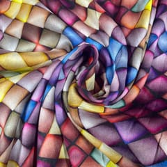 Multi Colour Pure Chanderi Silk Printed Fabric