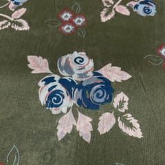 Mehendi Green Colour Pure Chanderi Silk Printed Fabric