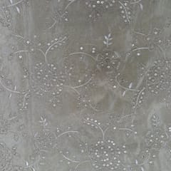 Golden Colour Tissue Embroidered Fabric