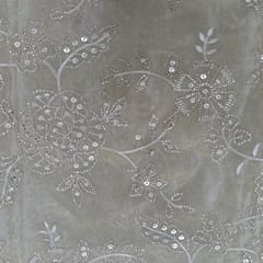 Golden Colour Tissue Embroidered Fabric