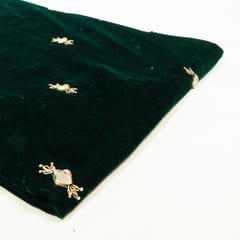 Bottle Green Colour Hand Embroidered Velvet Fabric