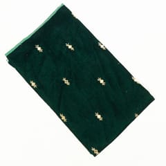 Bottle Green Colour Hand Embroidered Velvet Fabric