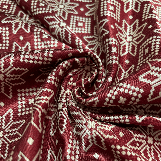 Maroon With Cream Patola Printed Mashru Silk Fabric