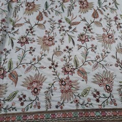 White Colour Georgette Embroidered Fabric