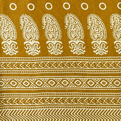 Golden With Cream Floral Printed Mashru Silk Fabric