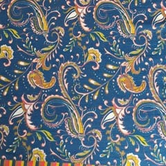 Navy Blue Colour Pure Crepe Printed Fabric