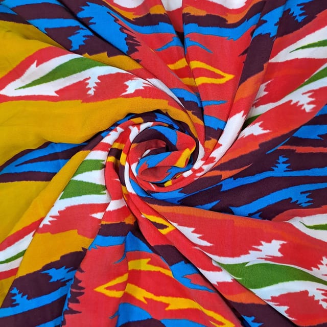 Multi Colour Pure Crepe Printed Fabric
