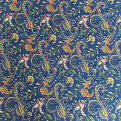 Navy Blue Colour Pure Crepe Printed Fabric
