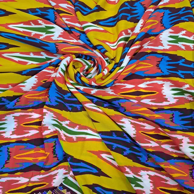 Multi Colour Pure Crepe Printed Fabric