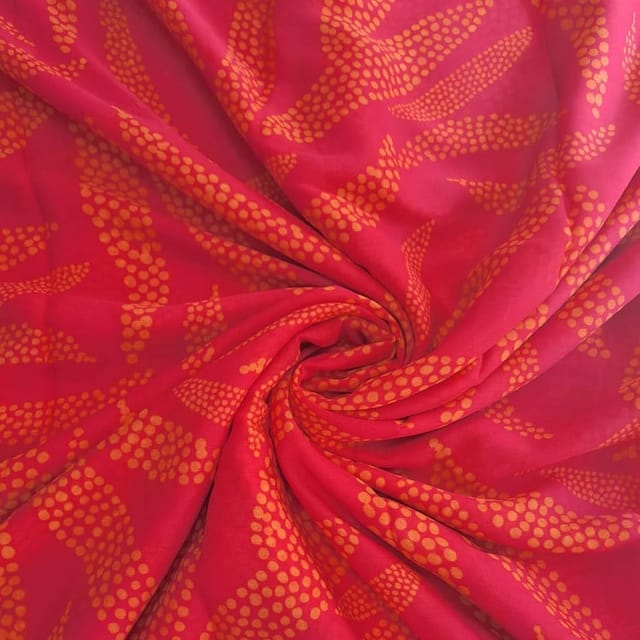 Pink Colour Platinum Chiffon Printed Fabric