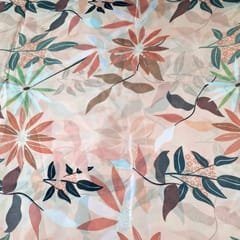 Orange Colour Georgette Satin Printed Fabric