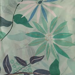 Sea Green Colour Georgette Satin Printed Fabric