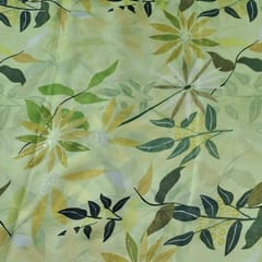 Lemon Colour Georgette Satin Printed Fabric
