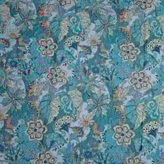 Sky Blue Colour Crepe Embroidered Fabric