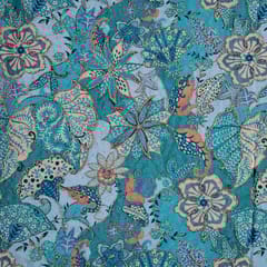Sky Blue Colour Crepe Embroidered Fabric