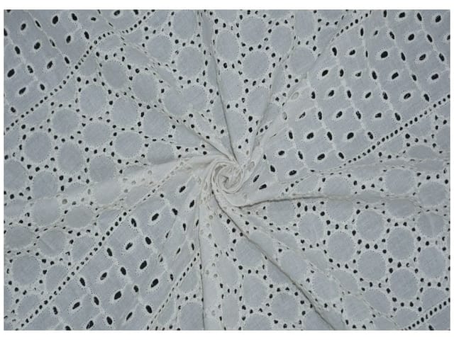 Kora Cotton Dyeable Football Panel Chikankari Embroidered Fabric