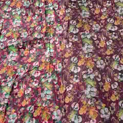 Pink Colour Velvet Printed Fabric