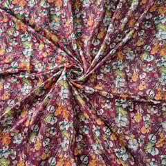 Pink Colour Velvet Printed Fabric