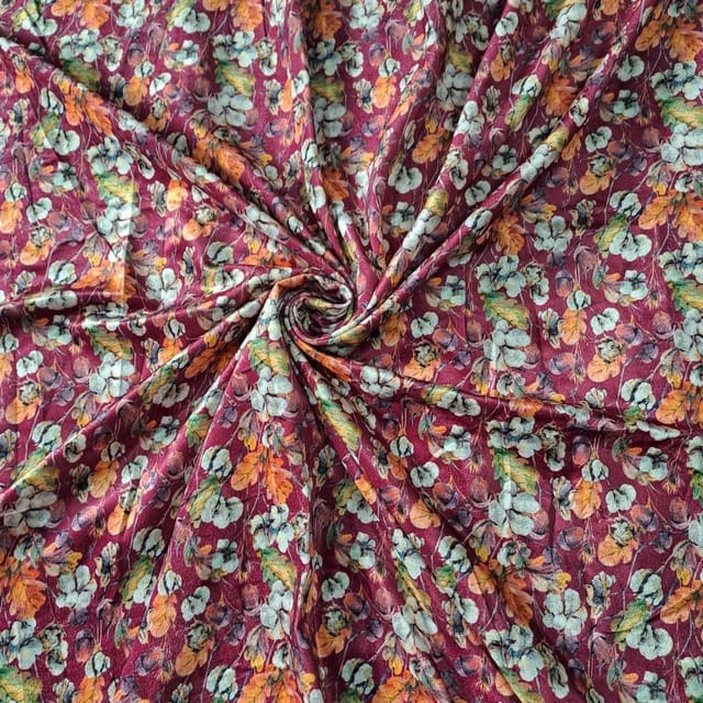 Pink Colour Velvet Printed Fabric