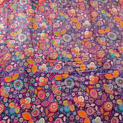 Purple Colour Velvet Printed Fabric