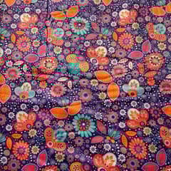 Purple Colour Velvet Printed Fabric