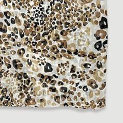 Coffee, Black With Cream Tiger Animal Printed Georgette Fabric