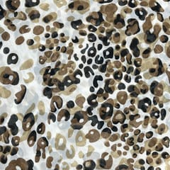 Coffee, Black With Cream Tiger Animal Printed Georgette Fabric