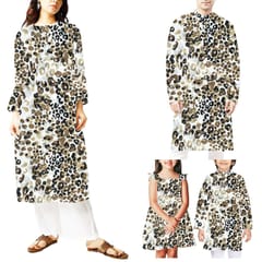 Coffee, Black With Cream Tiger Animal Printed Georgette Fabric